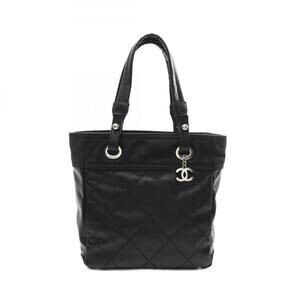 CHANEL Black Leather Tote Bag